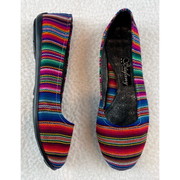 (NWOT) STEFANY • Peruvian Rainbow Striped Fabric Rounded Toe Ballet Flats - Picture 5 of 16